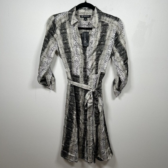 INC International Concepts Dresses & Skirts - INC International Concepts NWT Snake Print V-Neck Faux-Wrap Dress Black/White 2P